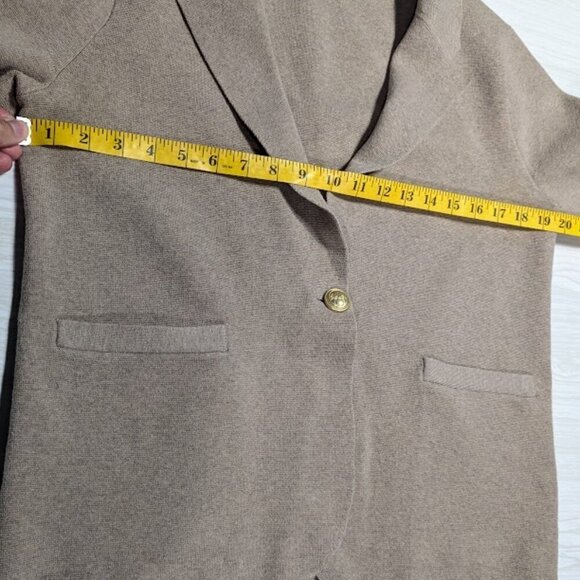 J.Crew Tan Camille Shrunken Sweater Knit Blazer Cotton Wool Poly Jacket Medium - Picture 4 of 6